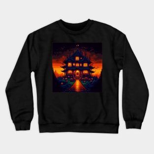 Haunted House in 8 Bit Graphics | Halloween Crewneck Sweatshirt